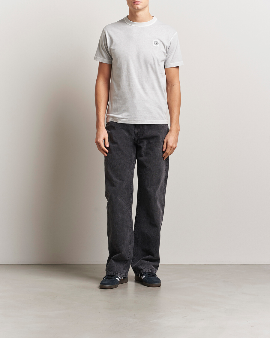 Homme | T-shirts | Stone Island | Organic Cotton Fissato Effect T-Shirt Pearl Grey