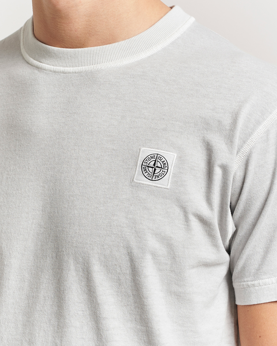 Homme | T-shirts | Stone Island | Organic Cotton Fissato Effect T-Shirt Pearl Grey