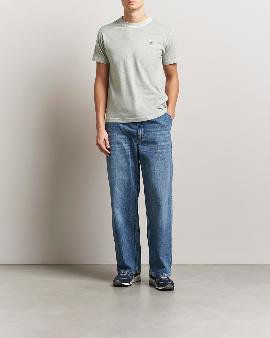 Homme | T-shirts | Stone Island | Organic Cotton Fissato Effect T-Shirt Grey Green