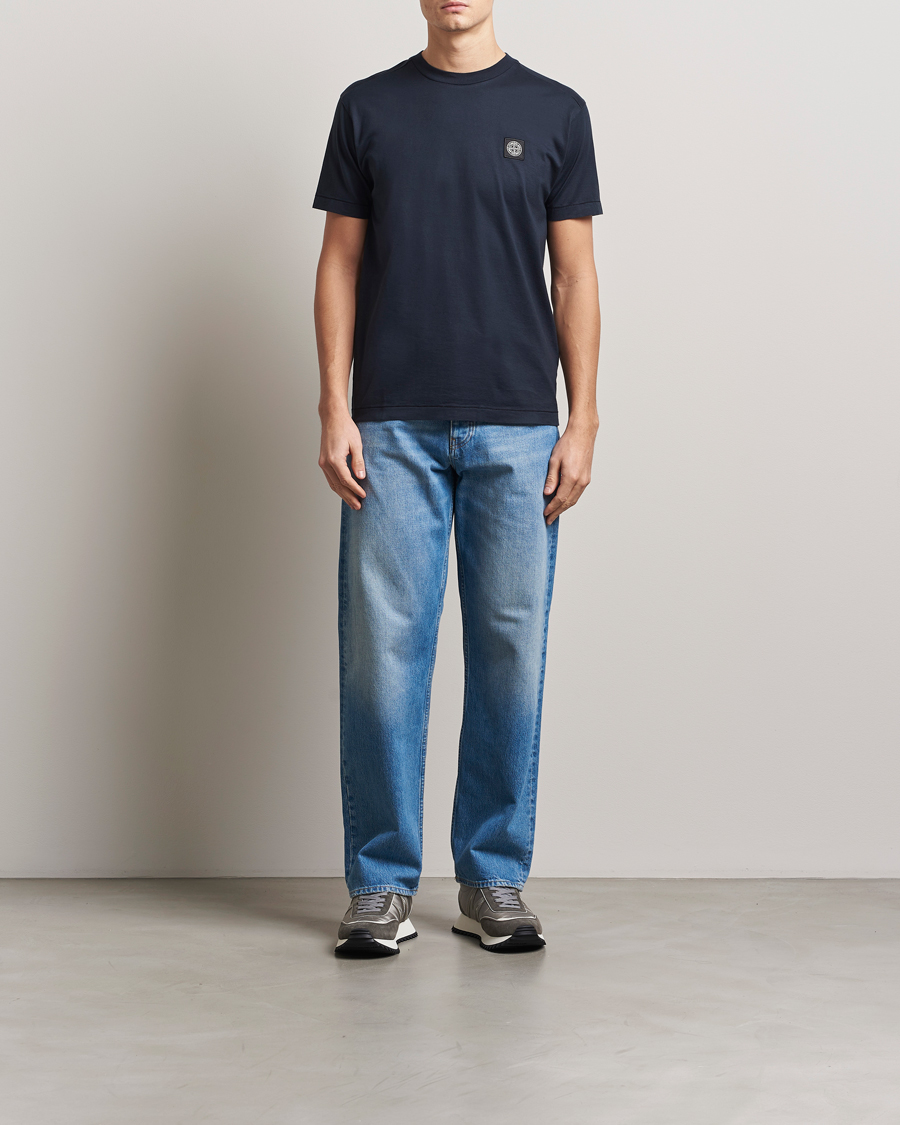 Homme | T-shirts | Stone Island | Garment Dyed Cotton Jersey T-Shirt Navy Blue