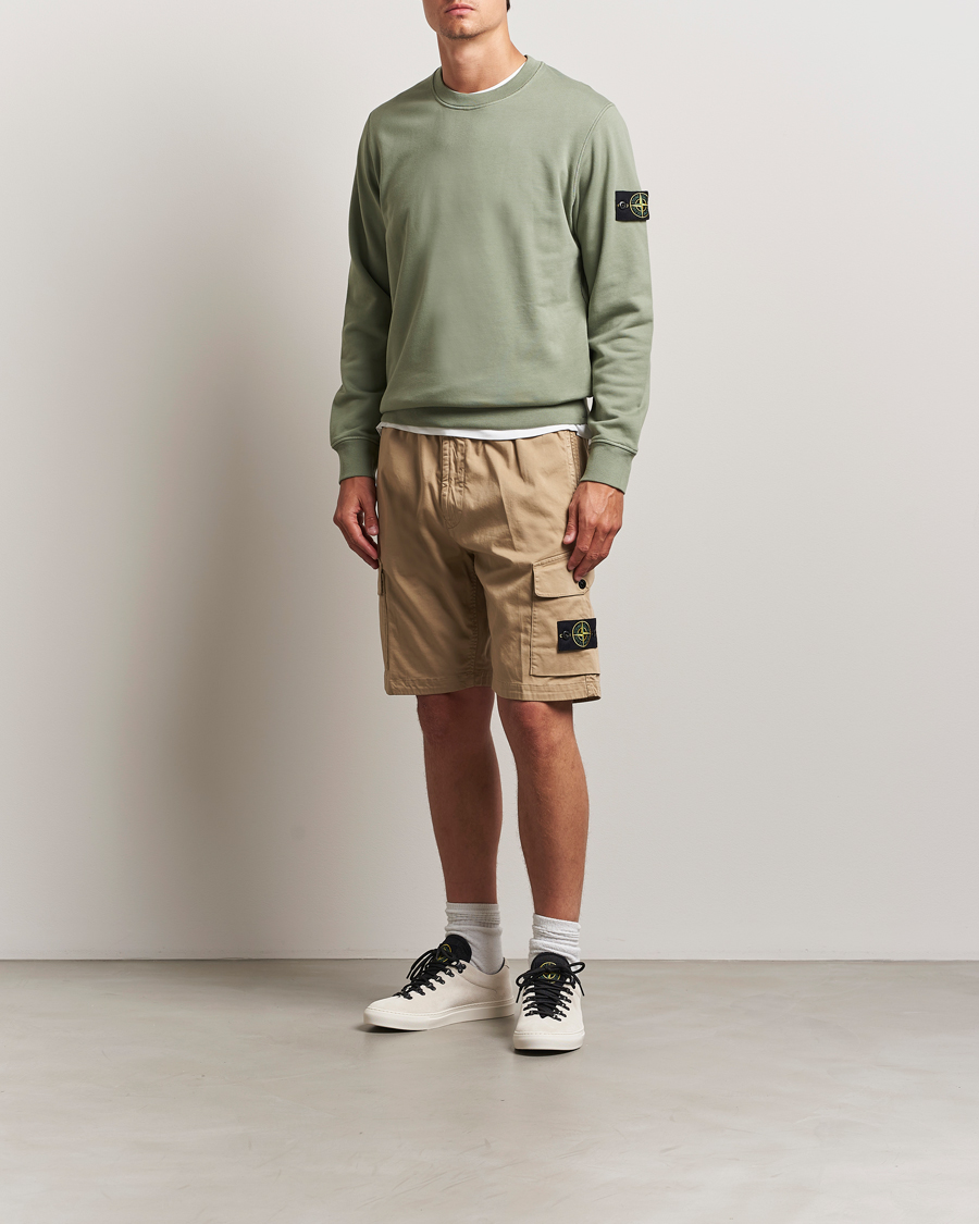 Homme | Shorts | Stone Island | Organic Cotton Stretch Satin Drawstring Shorts Biscuit