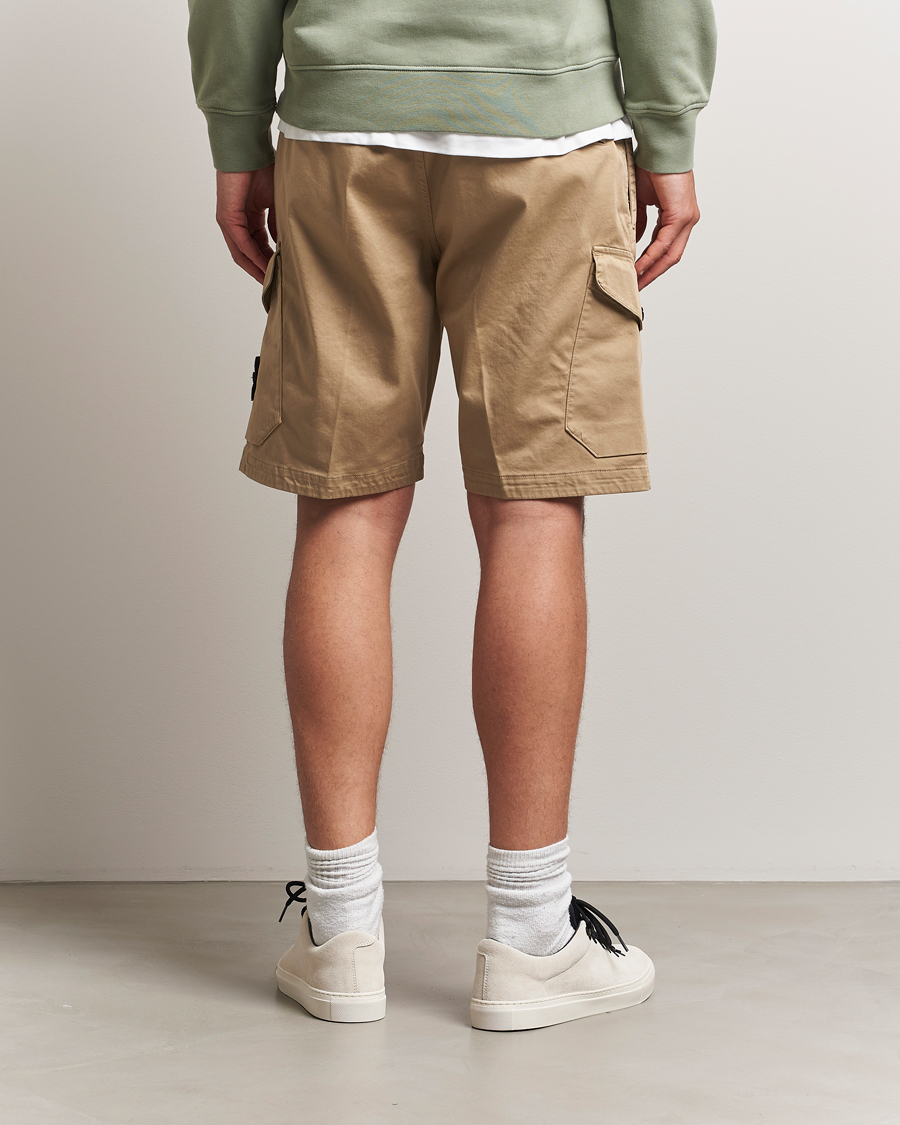 Homme | Shorts | Stone Island | Organic Cotton Stretch Satin Drawstring Shorts Biscuit