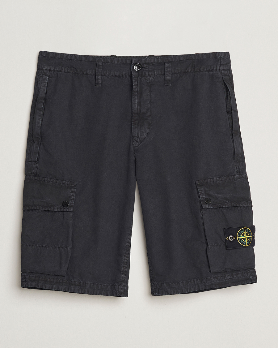 Homme | Shorts | Stone Island | Brushed Cotton Canvas Cargo Shorts Black