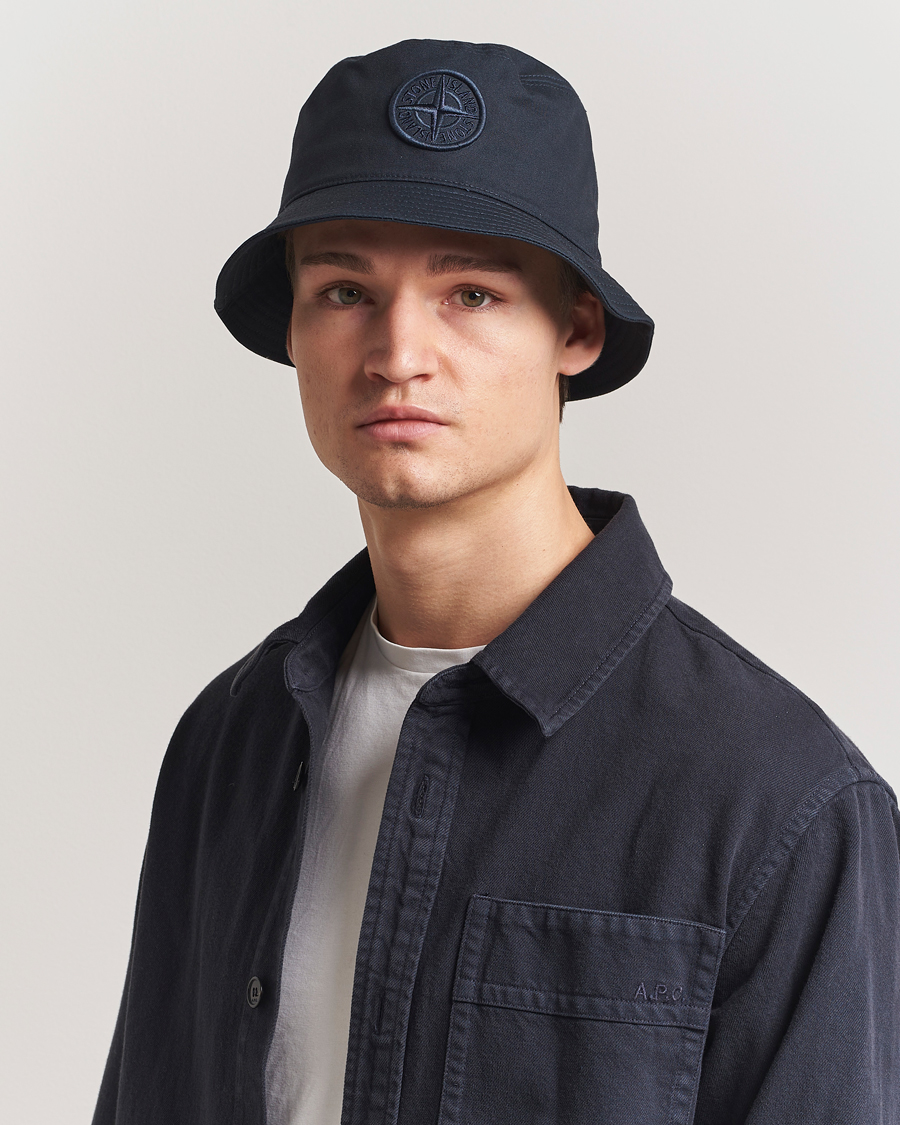 Homme | Stone Island Logo Bucket Hat Navy Blue | Stone Island | Logo Bucket Hat Navy Blue