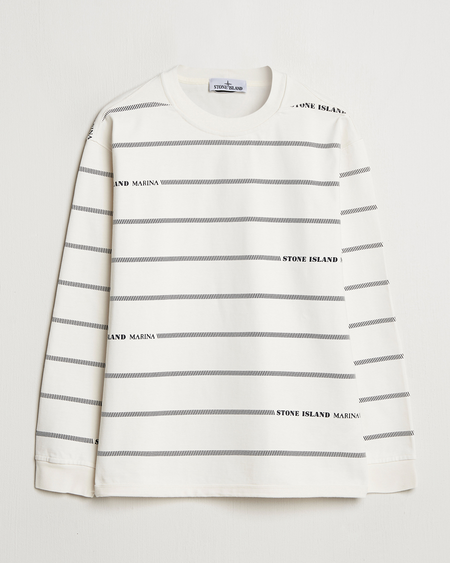 Homme | Pulls Et Tricots | Stone Island | Marina Striped Cotton Sweatshirt Ivory