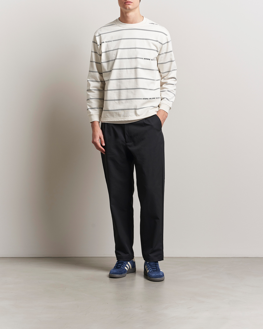 Homme | Pulls Et Tricots | Stone Island | Marina Striped Cotton Sweatshirt Ivory