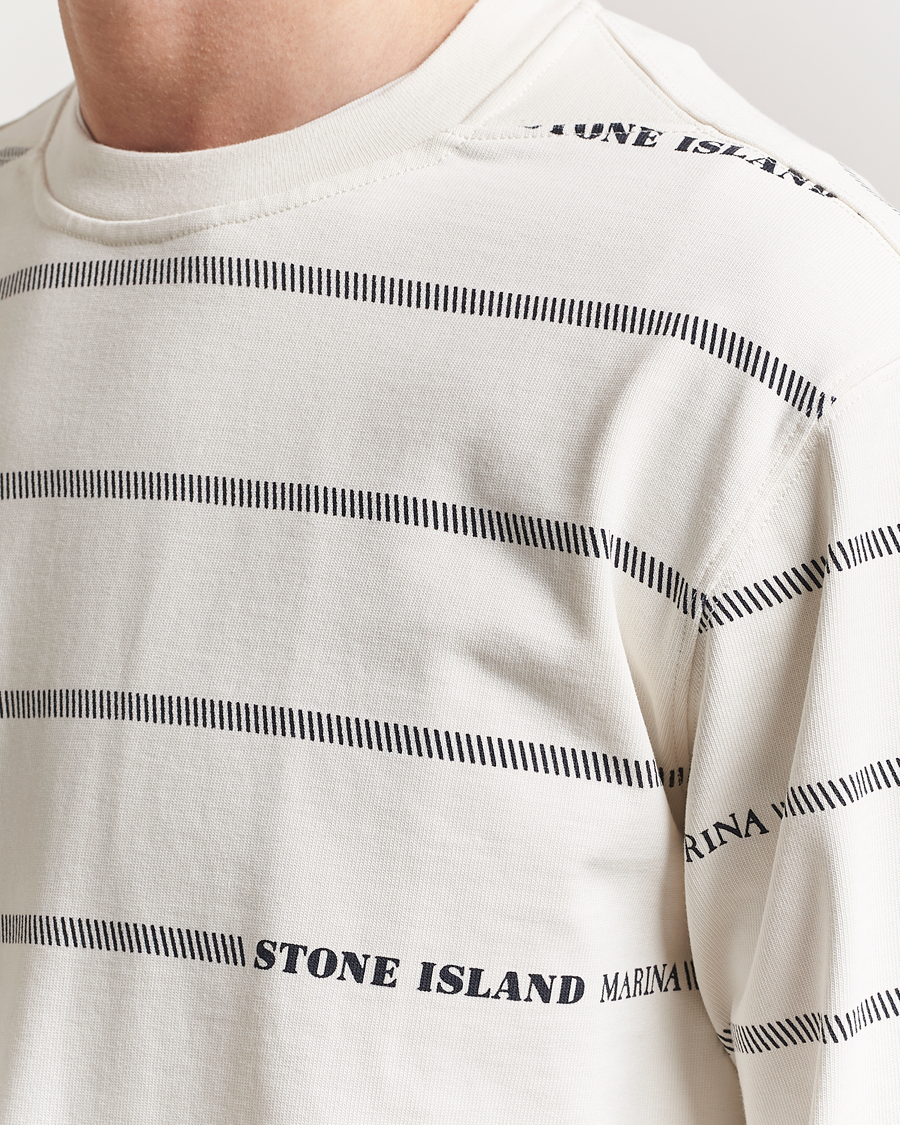 Homme | Pulls Et Tricots | Stone Island | Marina Striped Cotton Sweatshirt Ivory