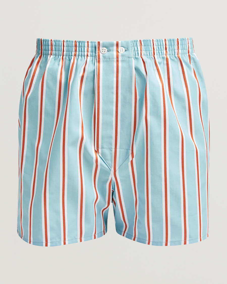 Homme | Sous-Vêtements Et Chaussettes | Derek Rose | Classic Fit Woven Cotton Boxer Shorts Turquoise