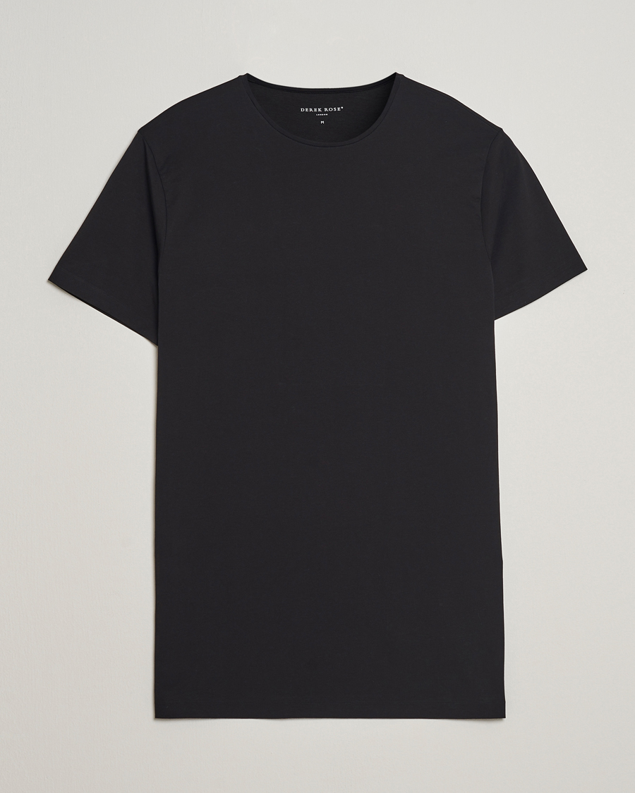 Homme | T-shirts | Derek Rose | Pima Cotton Crew Neck T-Shirt Black