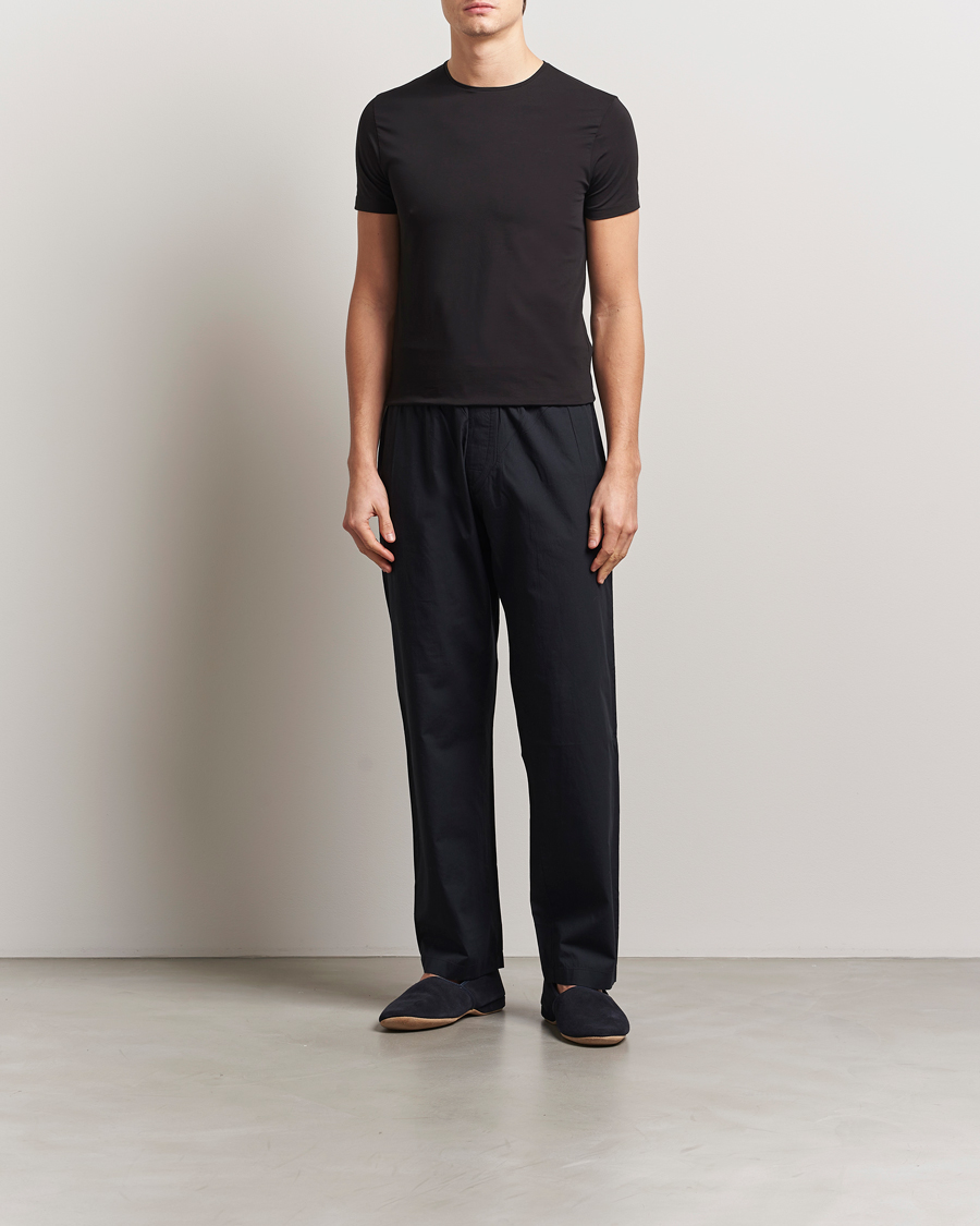Homme | T-shirts | Derek Rose | Pima Cotton Crew Neck T-Shirt Black