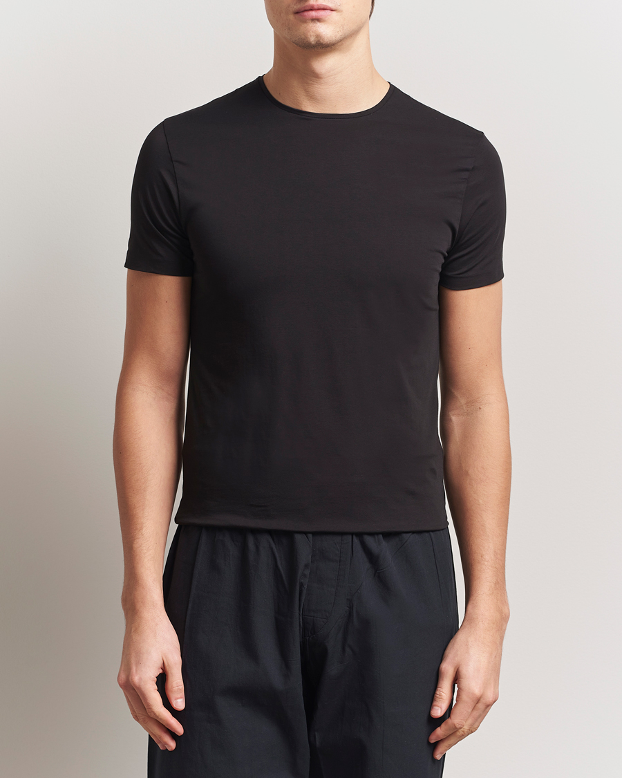 Homme | T-shirts | Derek Rose | Pima Cotton Crew Neck T-Shirt Black