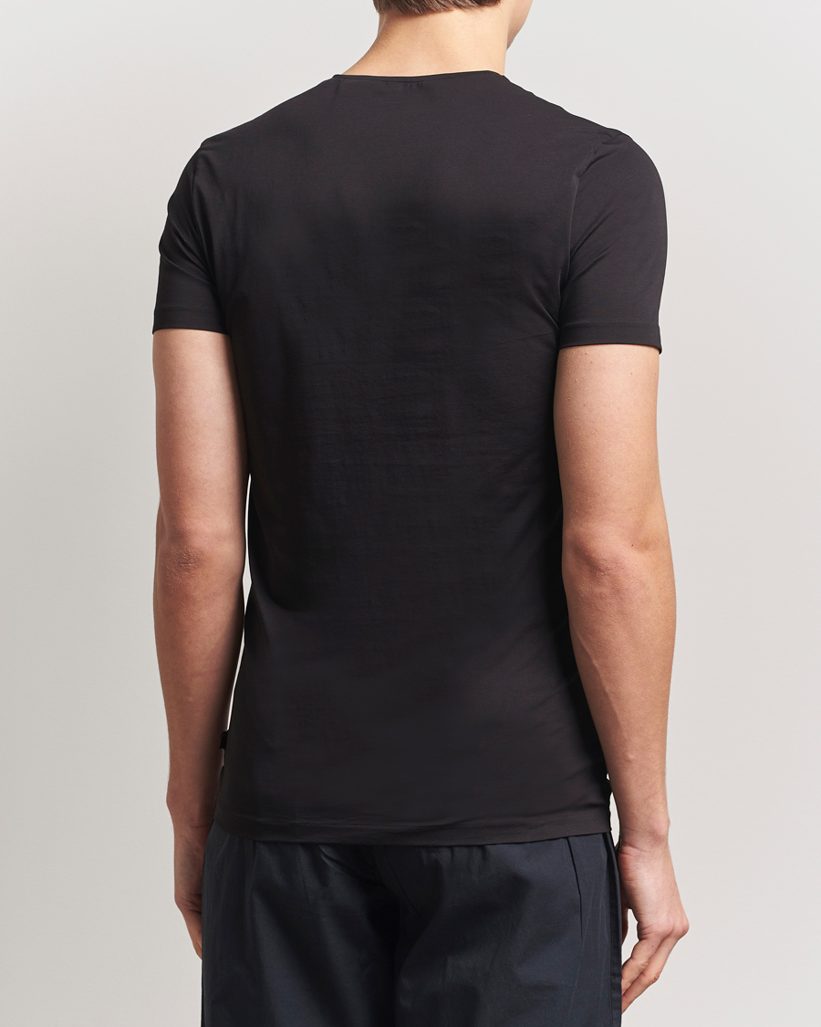 Homme | T-shirts | Derek Rose | Pima Cotton Crew Neck T-Shirt Black