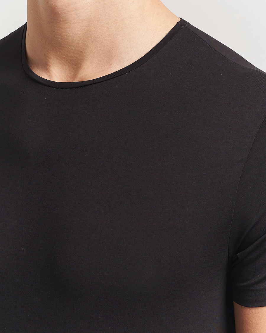 Homme | T-shirts | Derek Rose | Pima Cotton Crew Neck T-Shirt Black