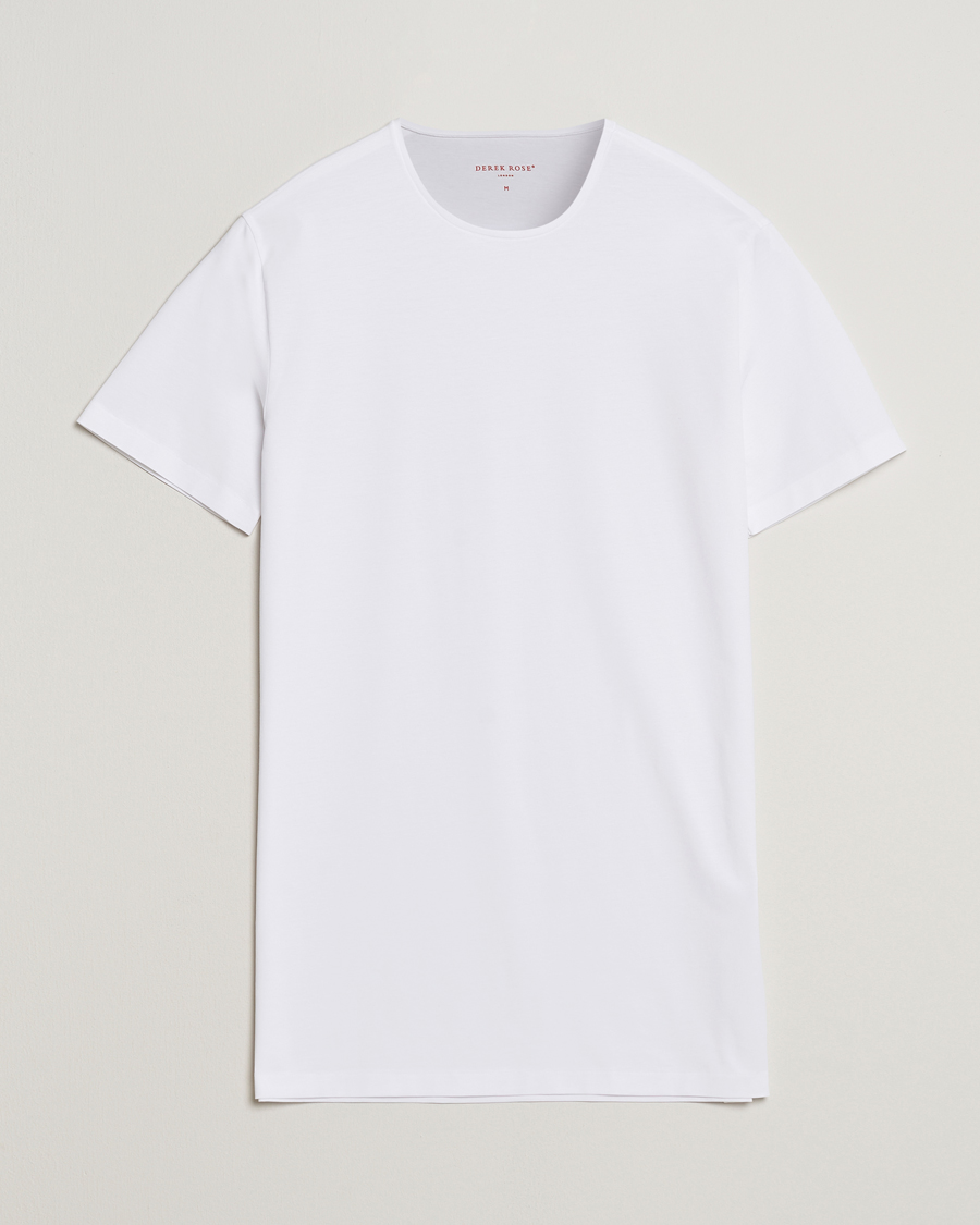 Homme | T-shirts | Derek Rose | Pima Cotton Crew Neck T-Shirt White