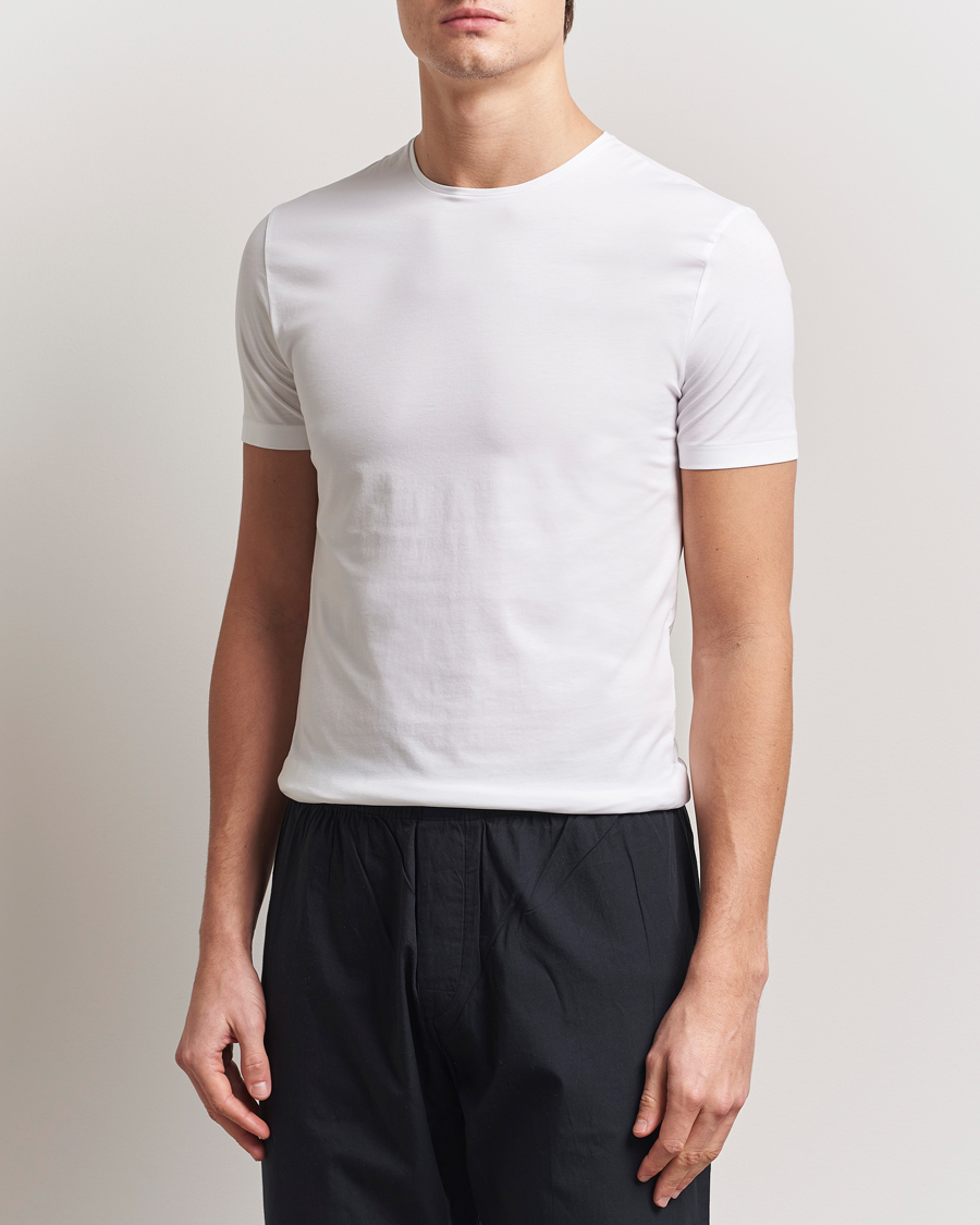 Homme | T-shirts | Derek Rose | Pima Cotton Crew Neck T-Shirt White
