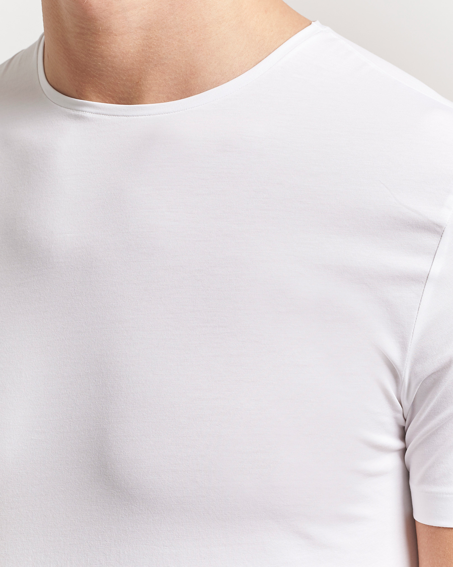 Homme | T-shirts | Derek Rose | Pima Cotton Crew Neck T-Shirt White