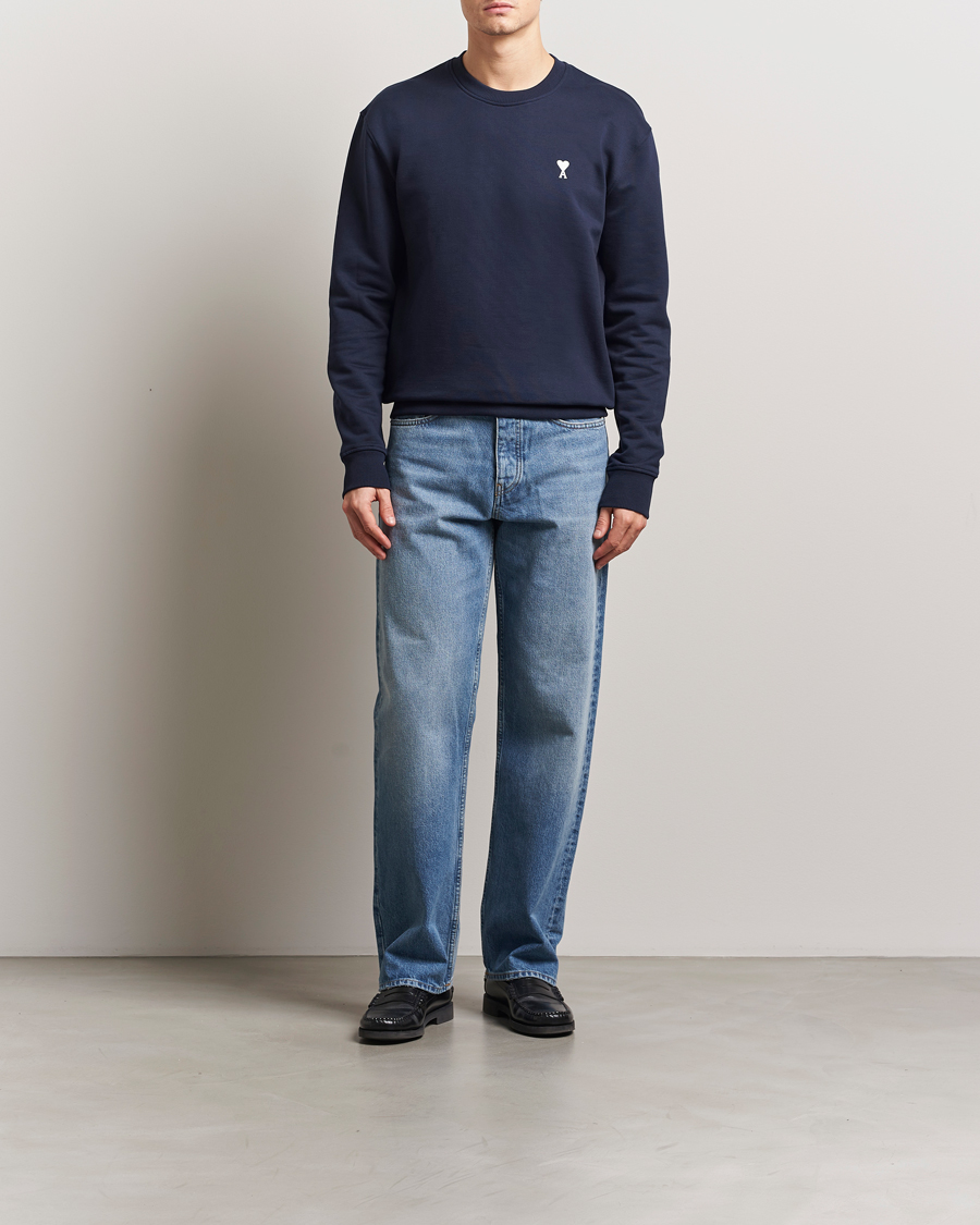 Homme | Pulls Et Tricots | AMI | Off White Heart Logo Sweatshirt Night Blue