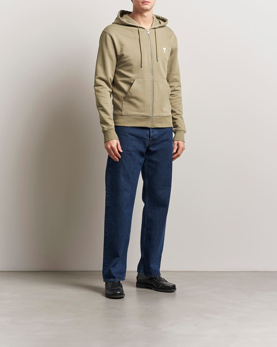 Homme | Pulls Et Tricots | AMI | Off White Heart Logo Full Zip Hoodie Beige