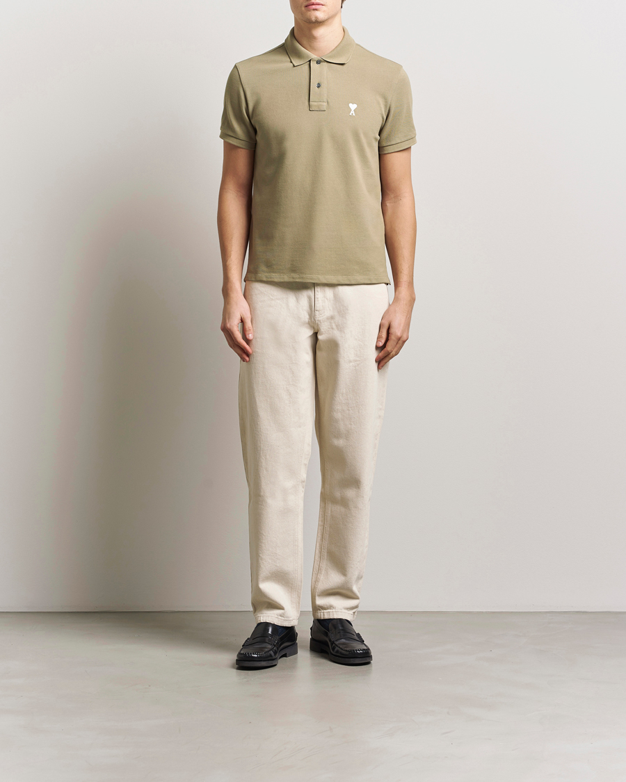 Homme | Polos | AMI | Off White Heart Logo Polo Beige