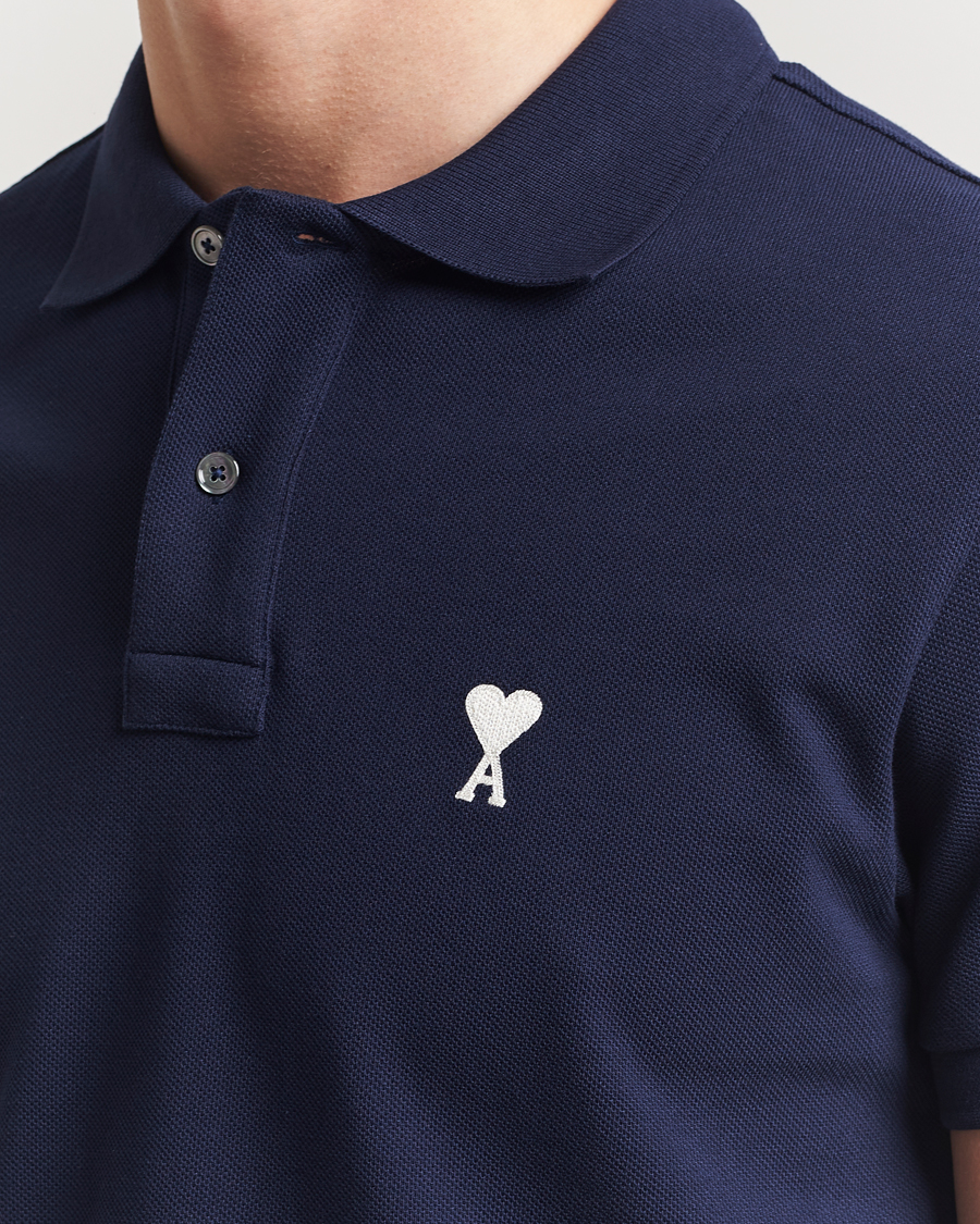 Homme | Polos | AMI | Off White Heart Logo Polo Night Blue
