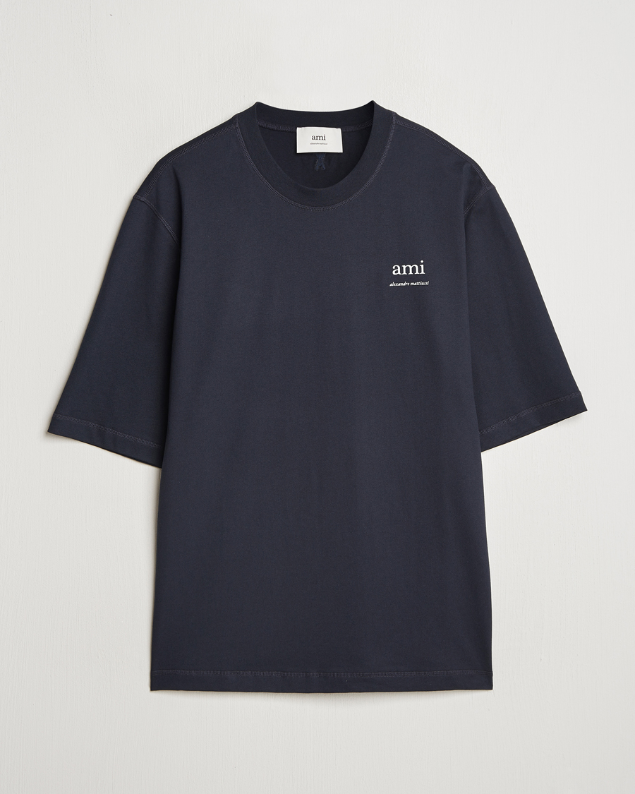 Homme | T-shirts | AMI | Logo T-Shirt Navy Blue