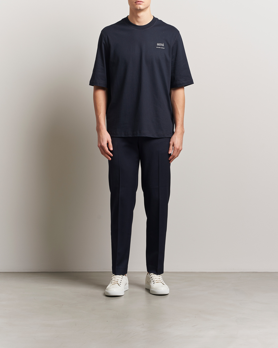 Homme | T-shirts | AMI | Logo T-Shirt Navy Blue