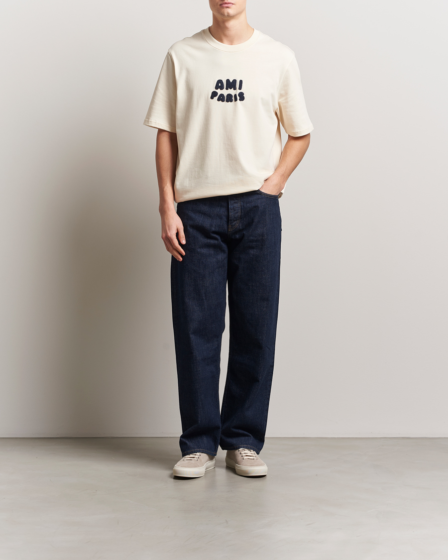 Homme | T-shirts | AMI | Paris Logo T-Shirt White Cream