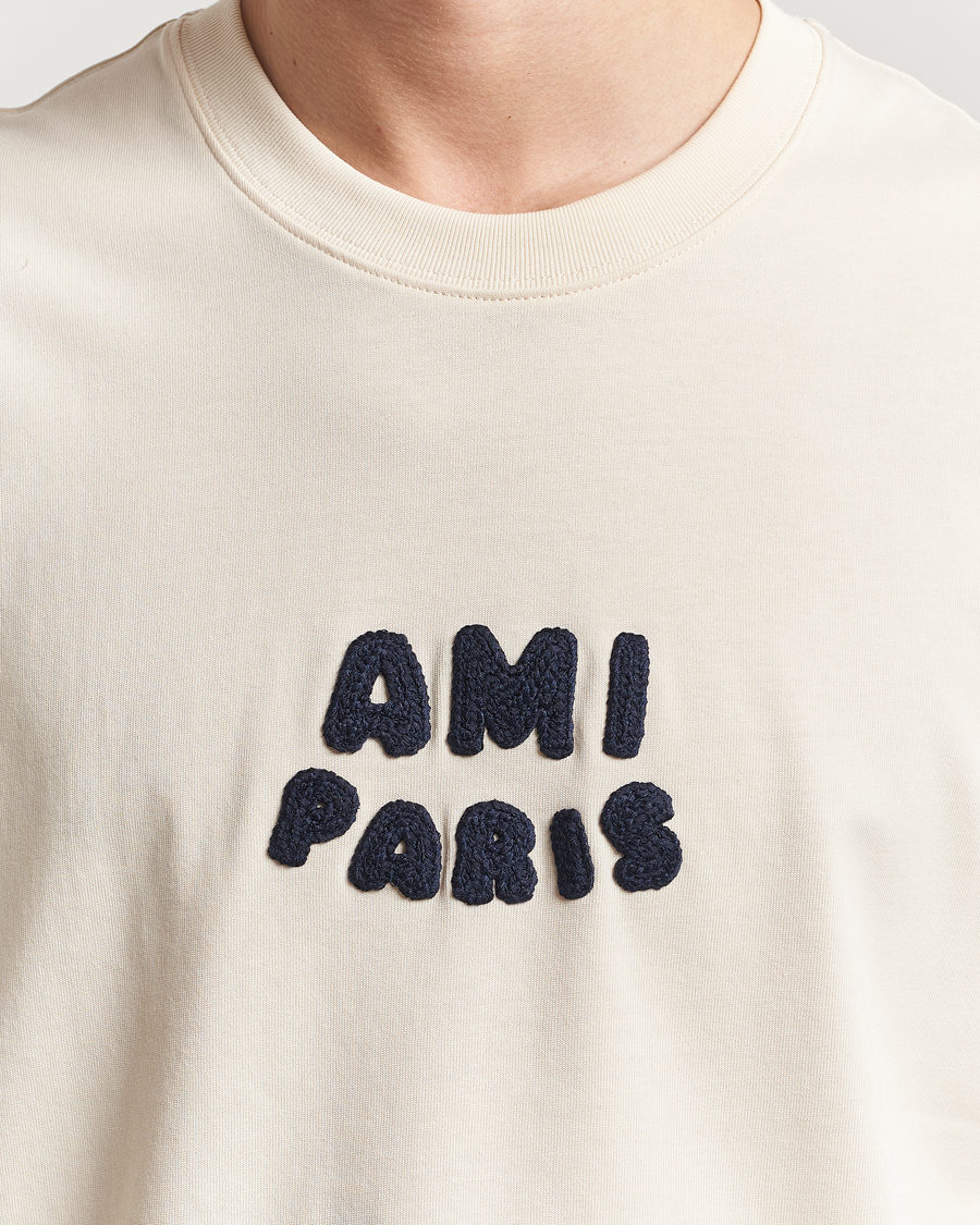 Homme | T-shirts | AMI | Paris Logo T-Shirt White Cream