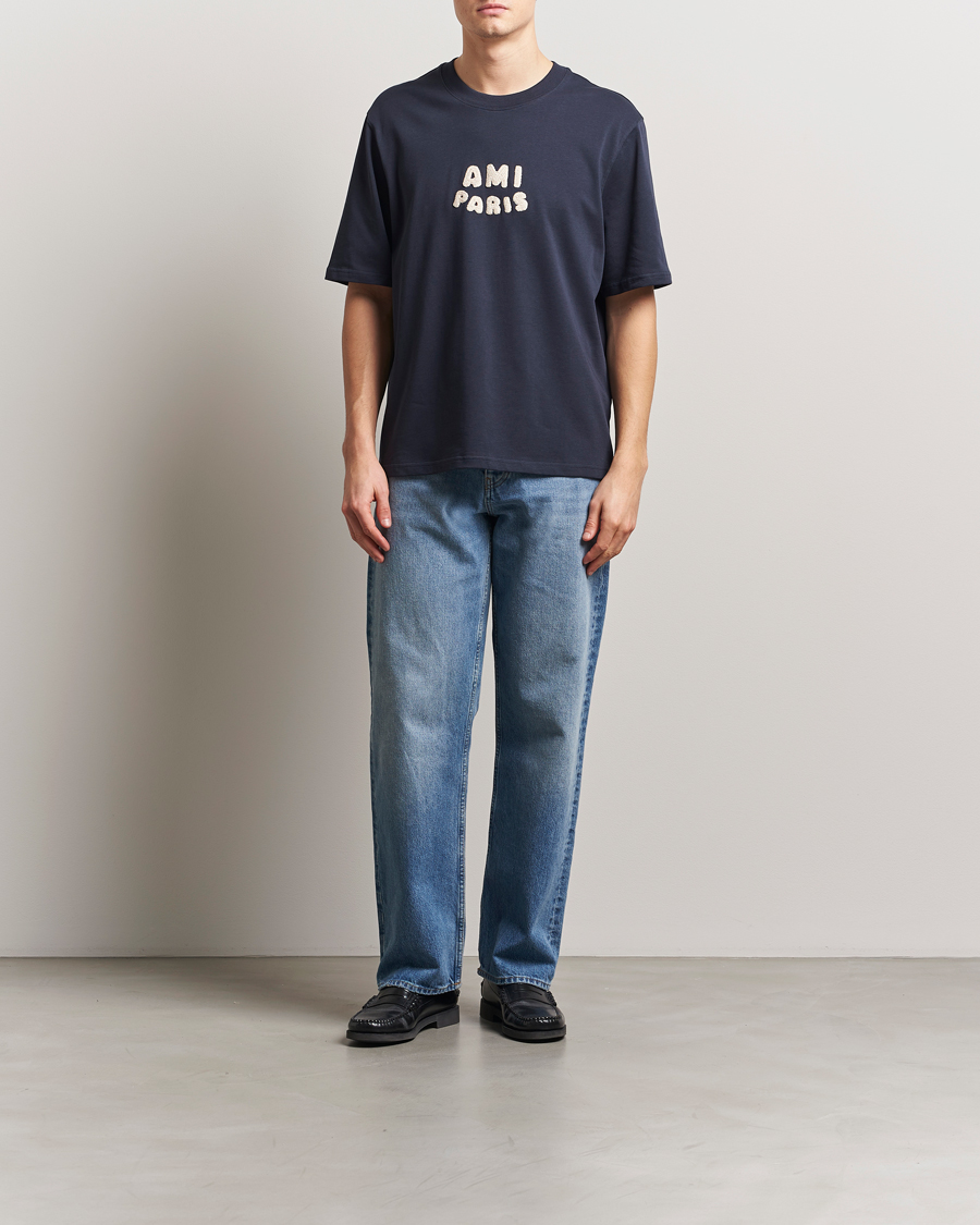AMI Paris Logo T-Shirt Navy Blue - Acheter AMI CareOfCarl.fr.
