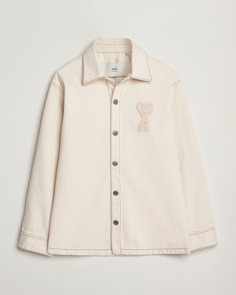 Homme | Manteaux Et Vestes | AMI | Patch Embroidered Overshirt White Cream