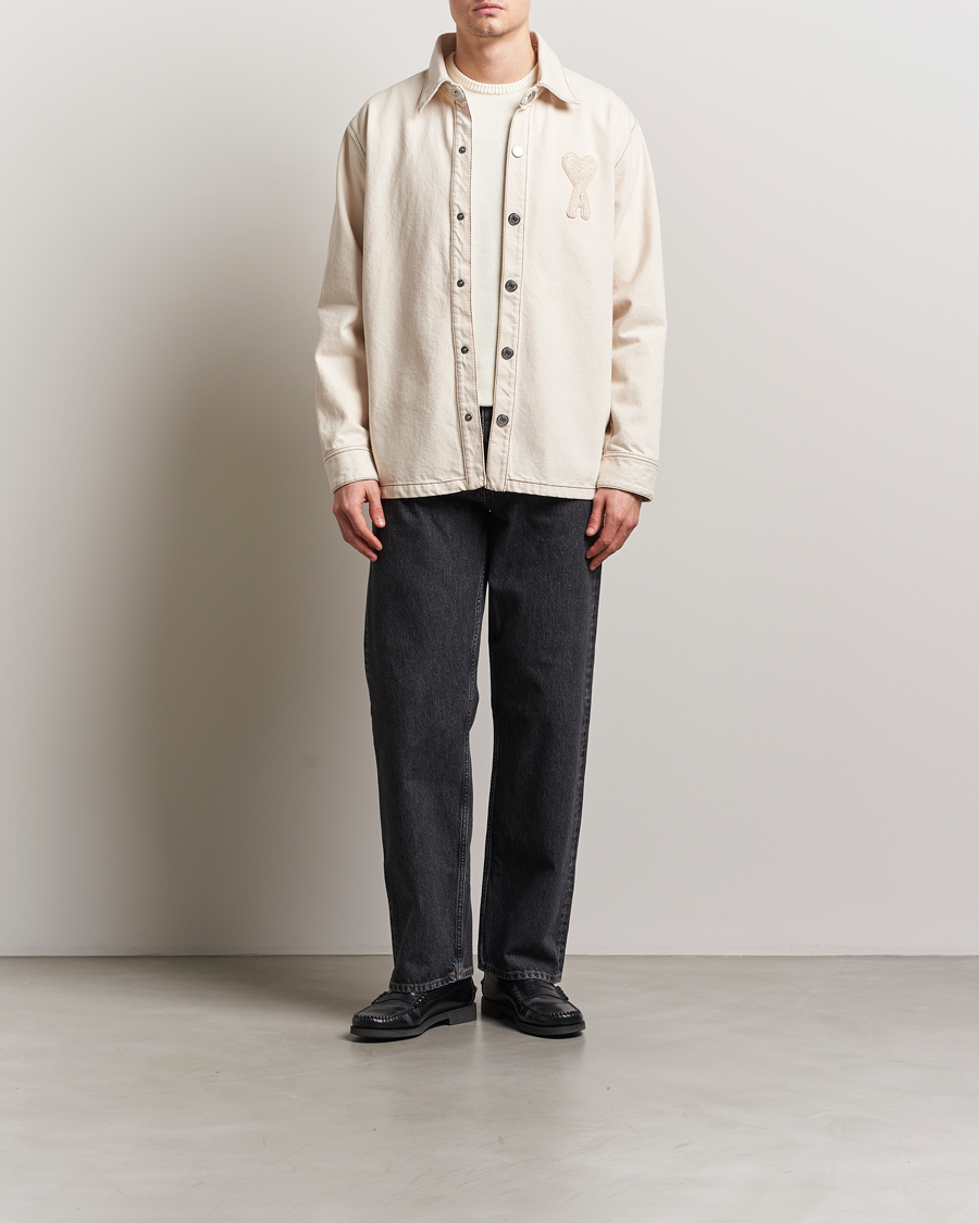 Homme | Manteaux Et Vestes | AMI | Patch Embroidered Overshirt White Cream