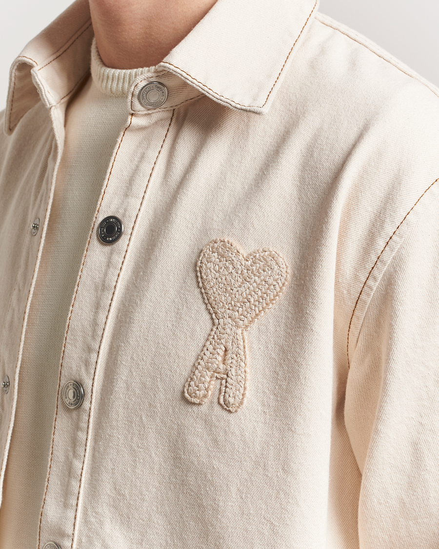 Homme | Manteaux Et Vestes | AMI | Patch Embroidered Overshirt White Cream