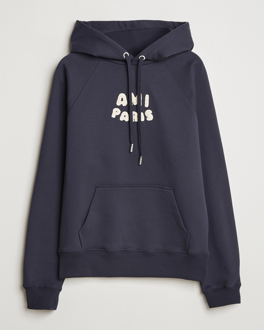 Homme | Pulls Et Tricots | AMI | Paris Logo Hoodie Navy Blue