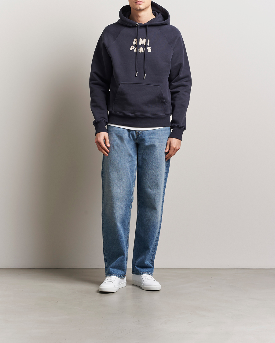 Homme | Pulls Et Tricots | AMI | Paris Logo Hoodie Navy Blue