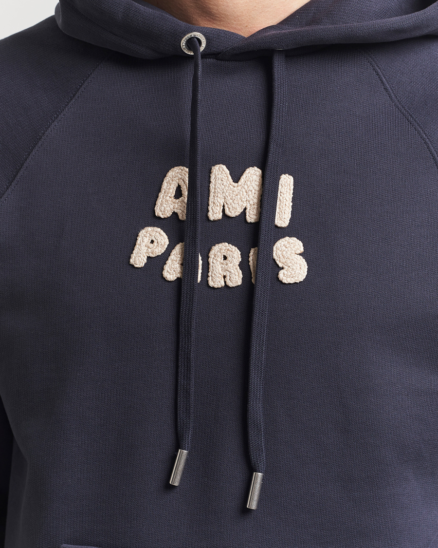 Homme | Pulls Et Tricots | AMI | Paris Logo Hoodie Navy Blue