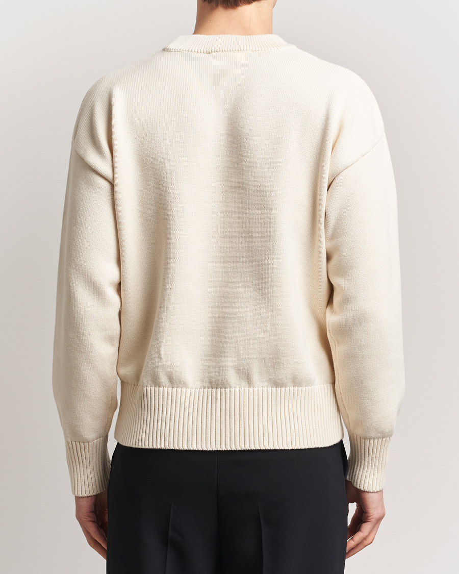 Homme | Pulls Et Tricots | AMI | Embroidered Logo Knitted Sweater White Cream