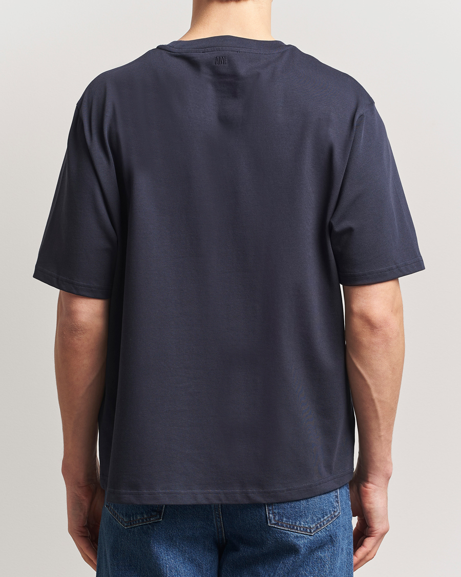 Homme | T-shirts | AMI | Bouclé Heart T-Shirt Navy Blue