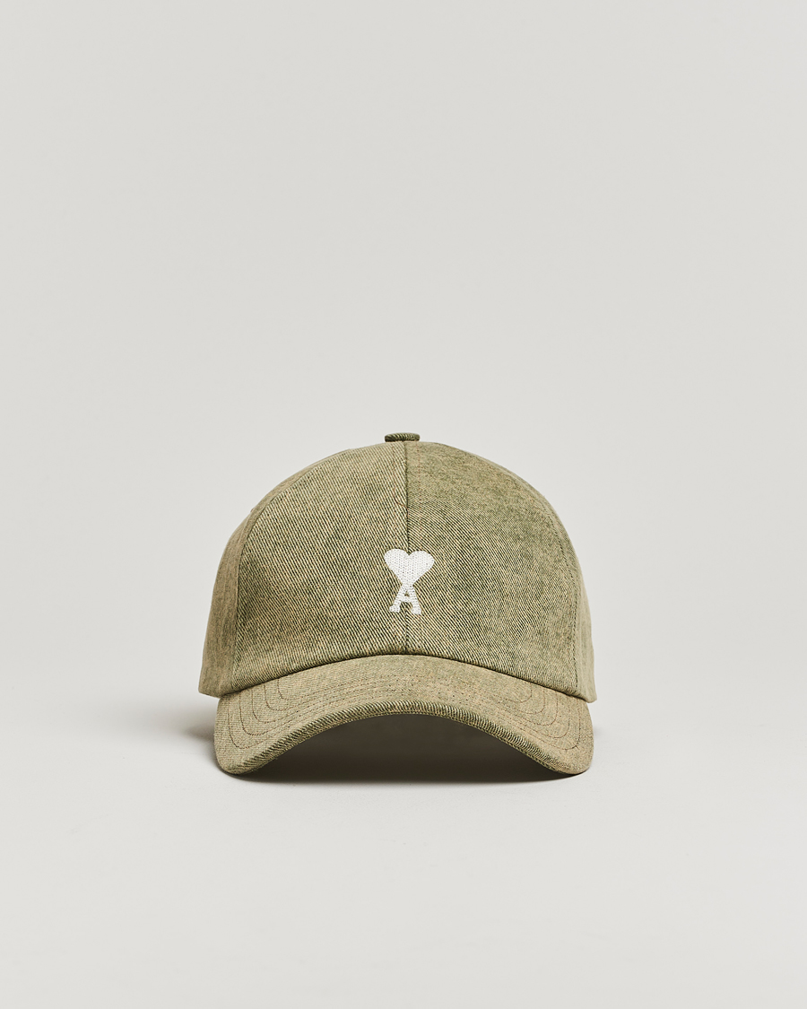 Homme | AMI Off White Heart Logo Cap Green | AMI | Off White Heart Logo Cap Green