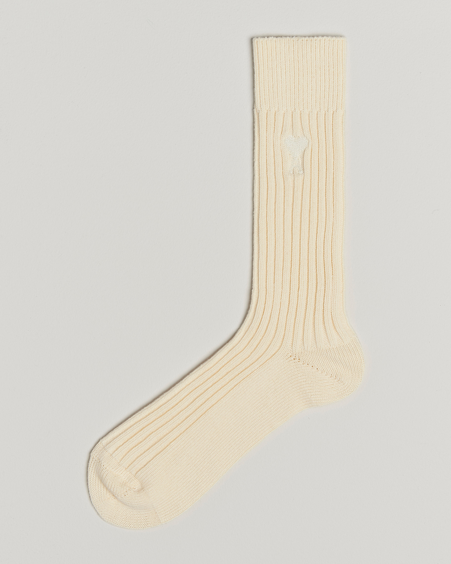 Homme | Sous-Vêtements Et Chaussettes | AMI | Logo Ribbed Sock Off White
