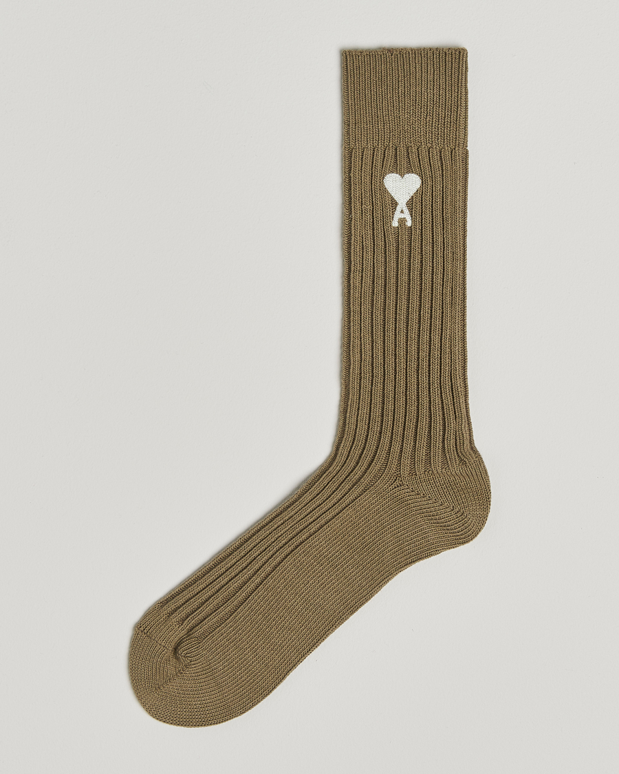 Homme | Sous-Vêtements Et Chaussettes | AMI | Logo Ribbed Sock Green