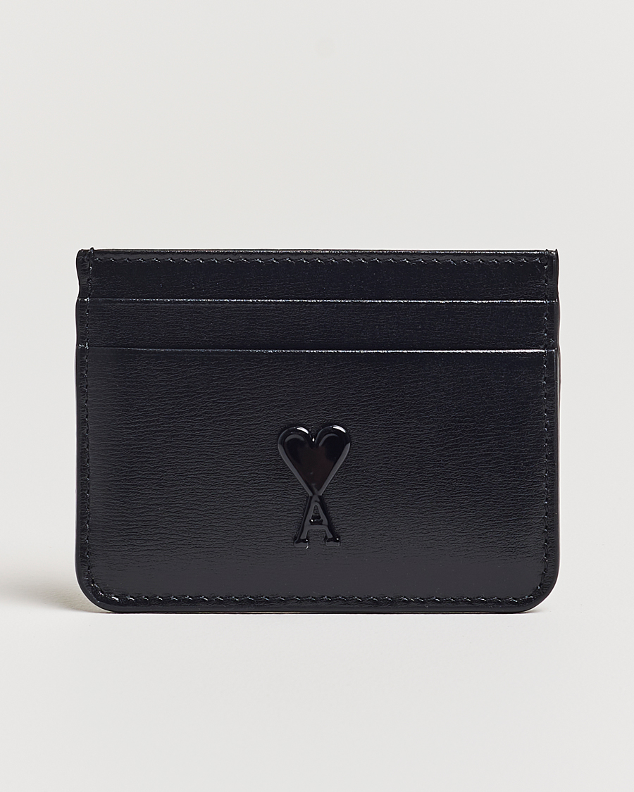 Homme | AMI Tonal Heart Logo Card Holder Black | AMI | Tonal Heart Logo Card Holder Black