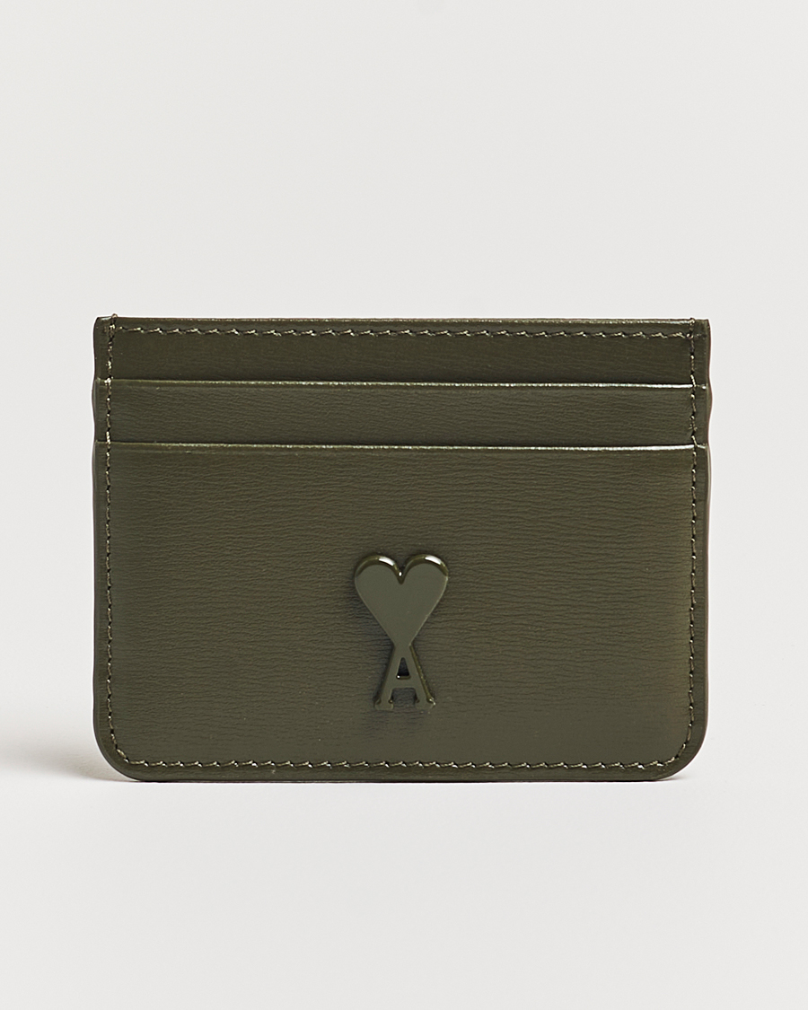 Homme | AMI Tonal Heart Logo Card Holder Dark Olive | AMI | Tonal Heart Logo Card Holder Dark Olive