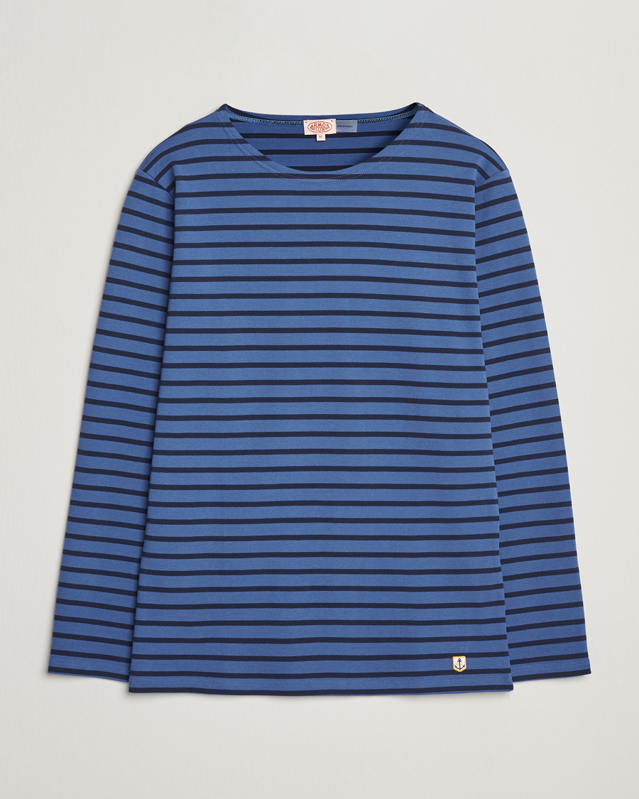 Homme | T-shirts | Armor-lux | Houat Héritage Stripe Long Sleeve T-Shirt Obscure/Deep Marine