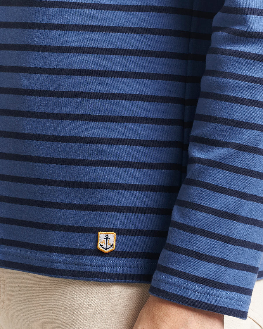 Homme | T-shirts | Armor-lux | Houat Héritage Stripe Long Sleeve T-Shirt Obscure/Deep Marine