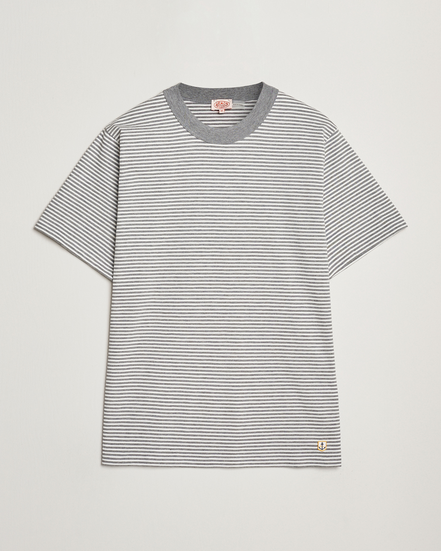 Homme | T-shirts | Armor-lux | Callac Héritage Stripe T-Shirt Misty Grey/Milk