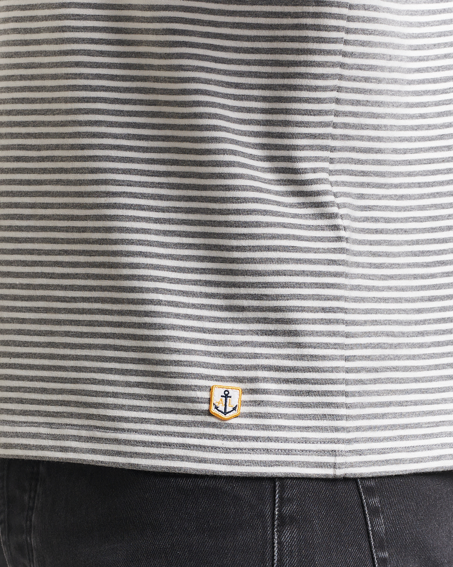 Homme | T-shirts | Armor-lux | Callac Héritage Stripe T-Shirt Misty Grey/Milk