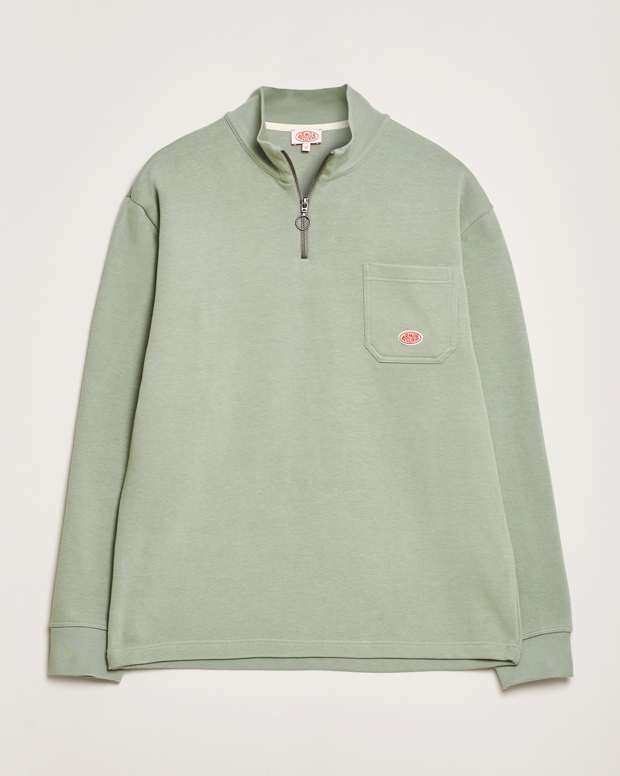 Homme | Pulls Et Tricots | Armor-lux | Camionneur Cotton Half Zip Sweater Shadow Green