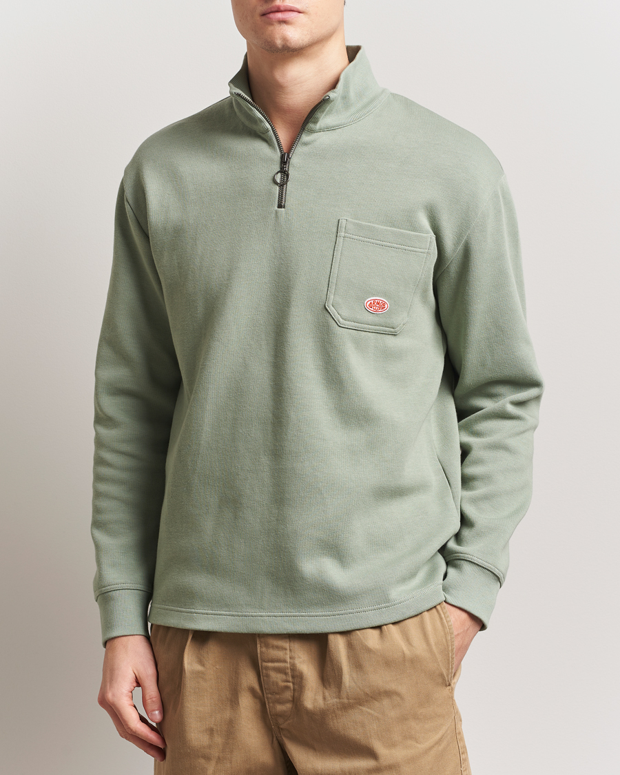 Homme | Pulls Et Tricots | Armor-lux | Camionneur Cotton Half Zip Sweater Shadow Green