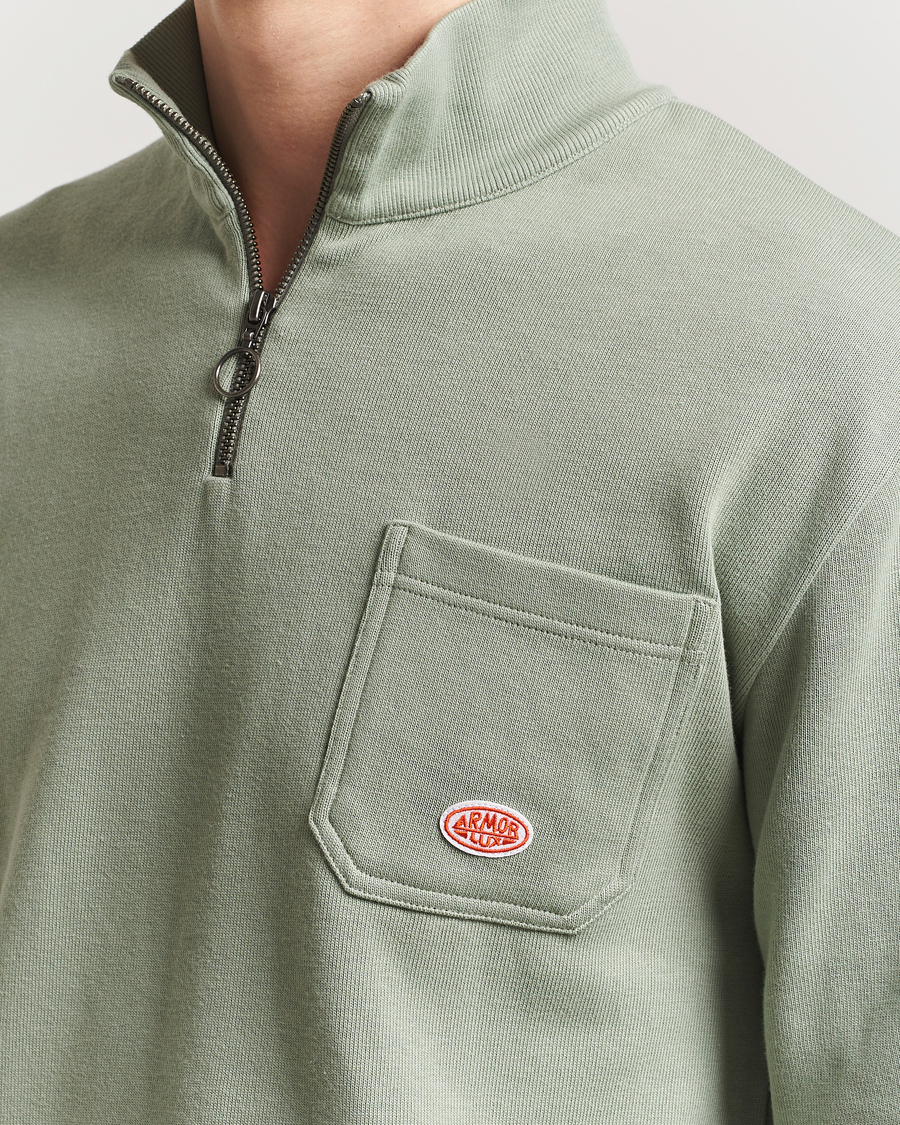 Homme | Pulls Et Tricots | Armor-lux | Camionneur Cotton Half Zip Sweater Shadow Green