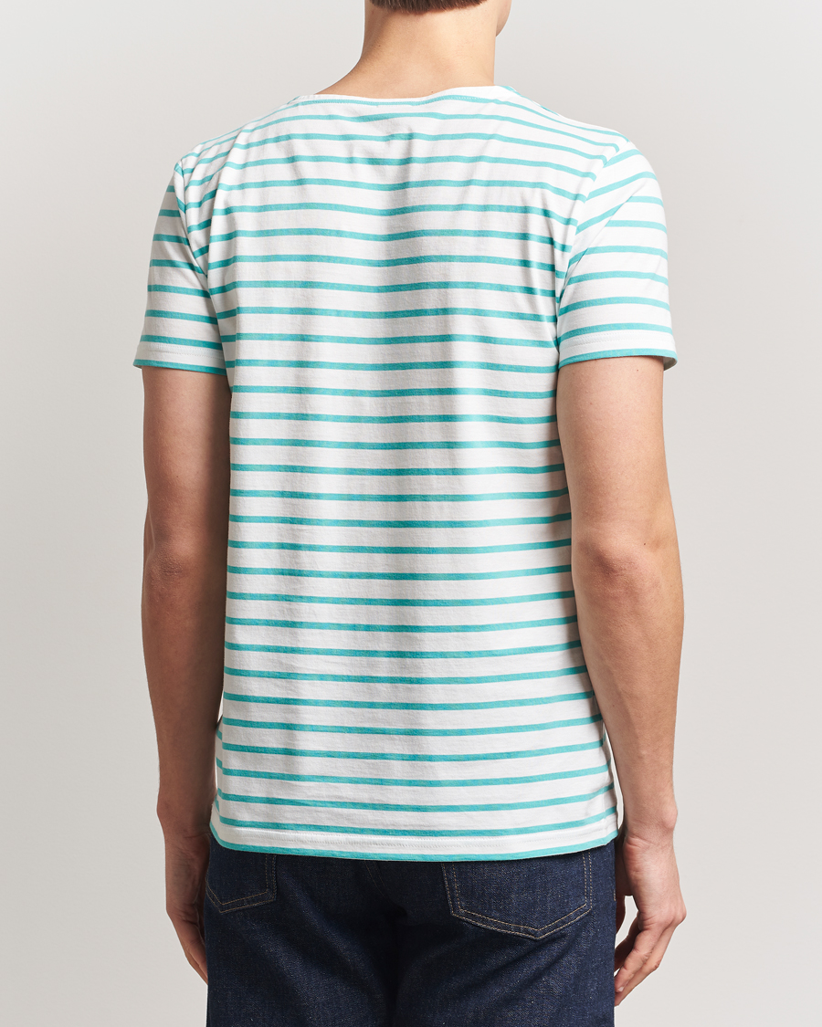 Homme | T-shirts | Armor-lux | Hoëdic Boatneck Héritage Stripe T-shirt Milk/Laguna